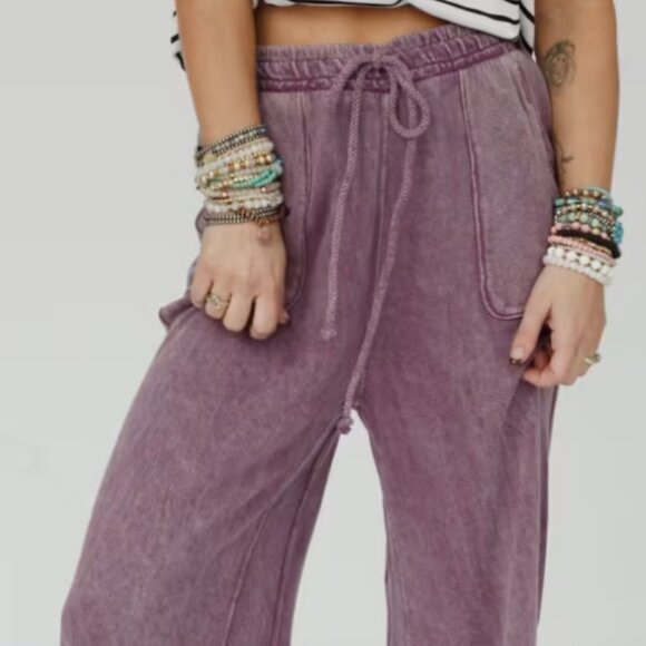 Three Bird Nest Pants - Three Bird Nest Robin Wide Leg Pants Purple Boho Flowy Size XL